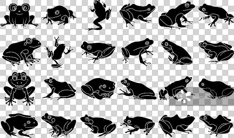 青蛙剪影图标集，适用于T恤和标志设计图片素材