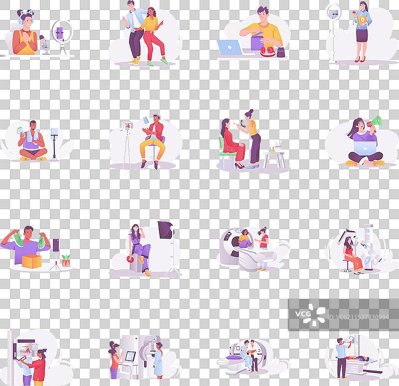 时尚与医疗平面风格的组合图片素材