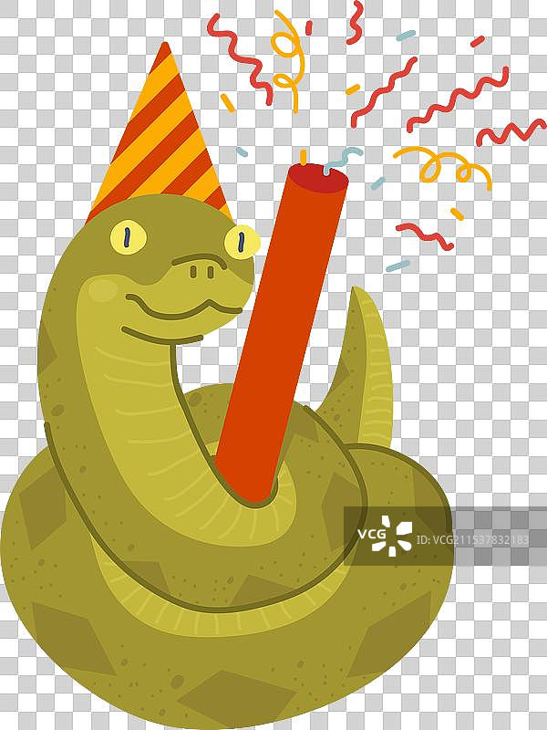 蛇年象征与五彩纸屑图片素材