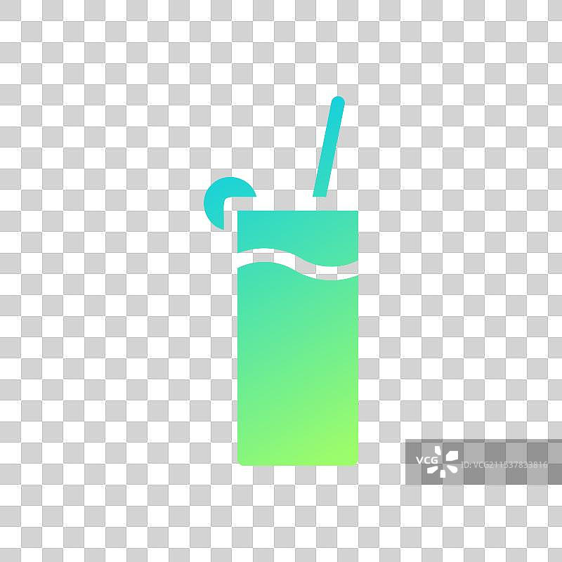 饮料图标，渐变蓝绿色，夏季海滩风格图片素材