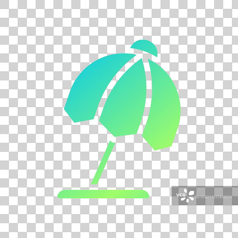 蓝绿色渐变的夏季伞图标图片素材