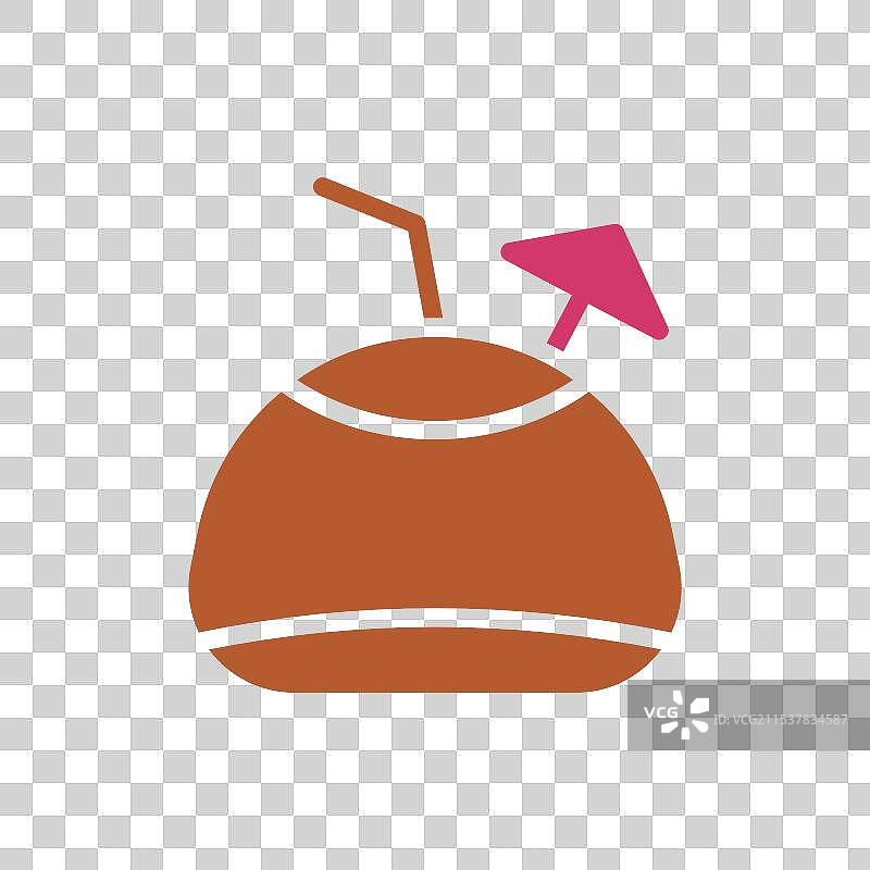 饮料图标，实心红棕色，夏季海滩符号图片素材