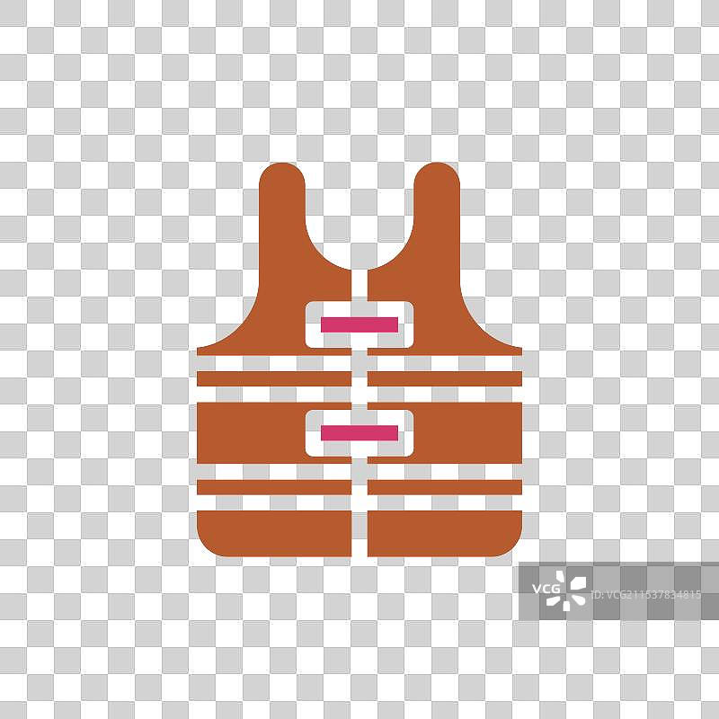 救生圈图标，实心红棕色，夏季海滩符号图片素材