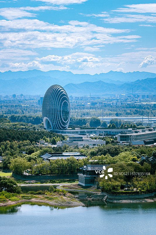 鸟瞰雁栖湖图片素材