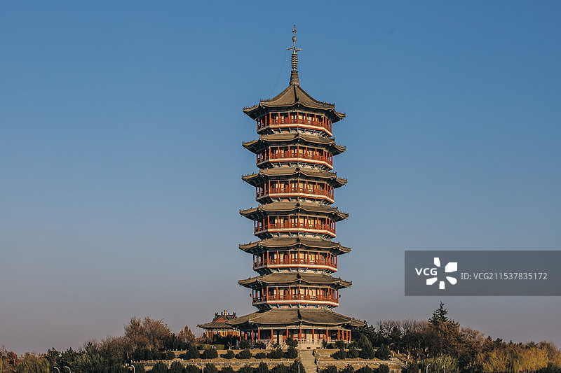 山东青岛胶州少海万佛塔图片素材