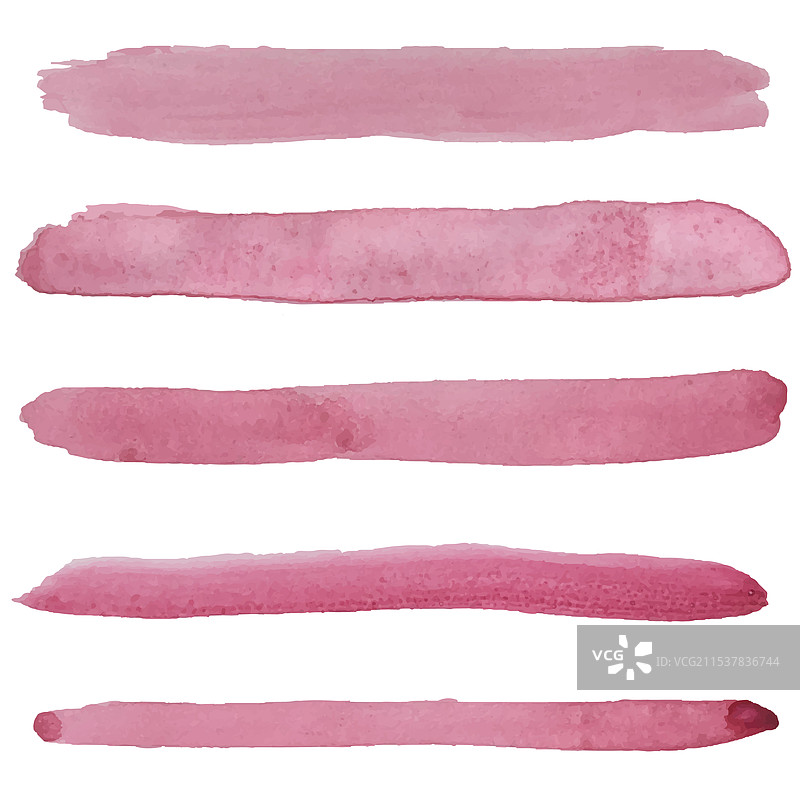 一组粉色水彩笔刷笔触图片素材