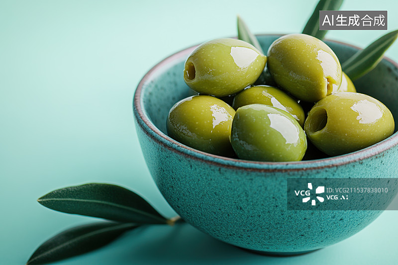 【AI数字艺术】新鲜绿色的橄榄图片素材
