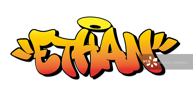 以涂鸦风格书写的“Ethan”名字图片素材