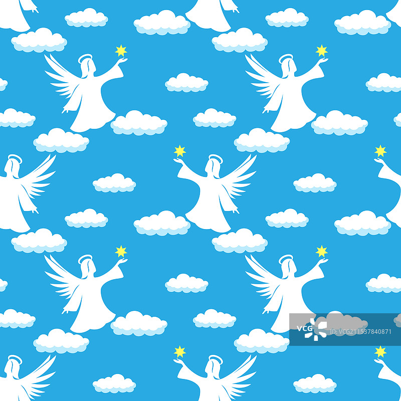 云中天使的无缝图案图片素材