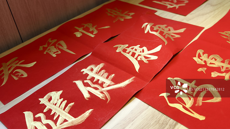 春节红色对联图片素材