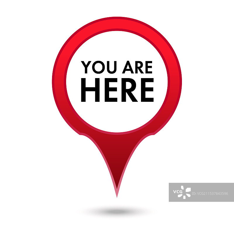 红色的“你在这里”地图指针图标图片素材