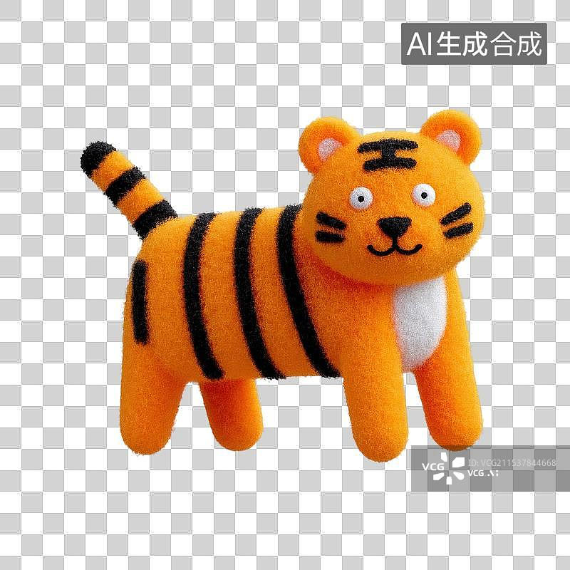【AI数字艺术】3D毛毡图标十二生肖之老虎图片素材