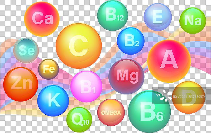 必需维生素和矿物质复合体维生素A图片素材