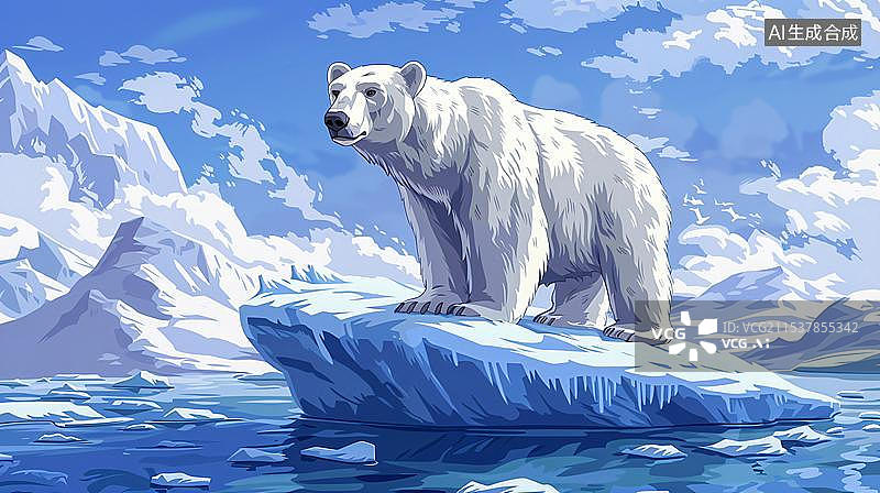 【AI数字艺术】冰川上的北极熊图片素材