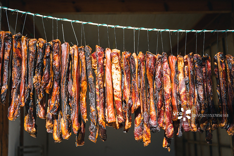 晾晒香肠腊肉图片素材