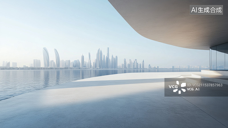 【AI数字艺术】城市天际线背景汽车广告背景图图片素材