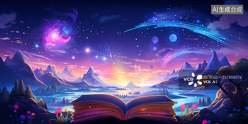 【AI数字艺术】卡通3D奇幻书本主题插画图片素材