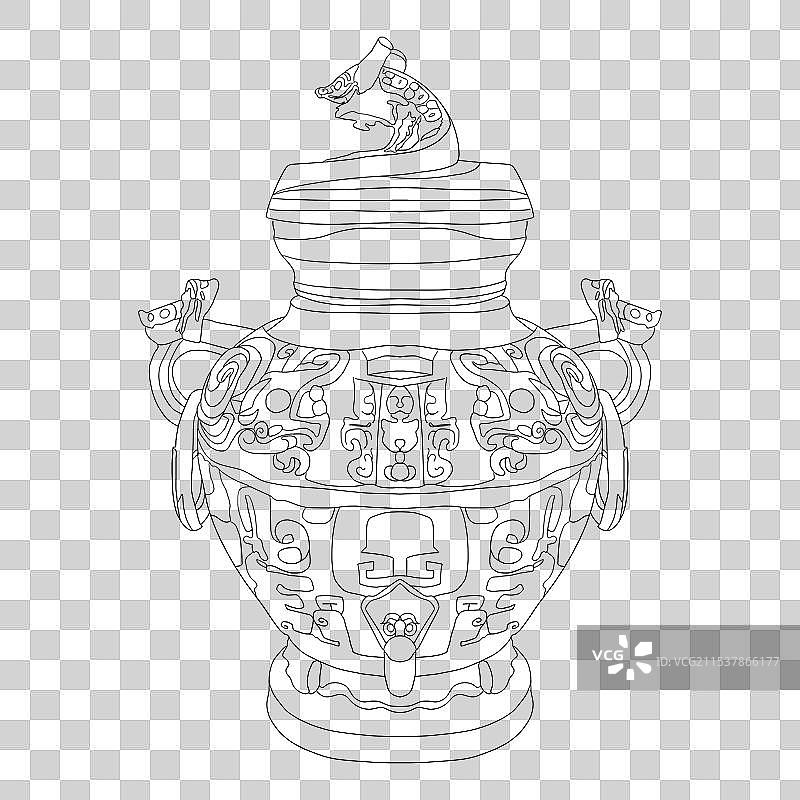 西周卷体夔纹蟠龙盖罍图片素材