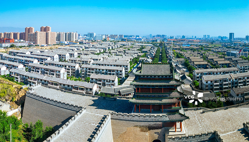 朔州 朔州老城 崇福寺 尉迟敬德庙 地标 航拍图片素材