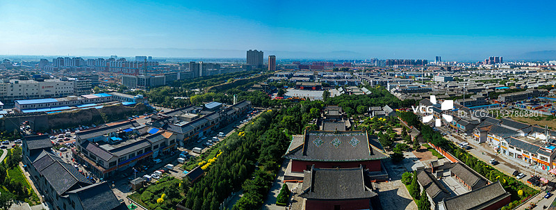 朔州 朔州老城 崇福寺 尉迟敬德庙 地标 航拍图片素材