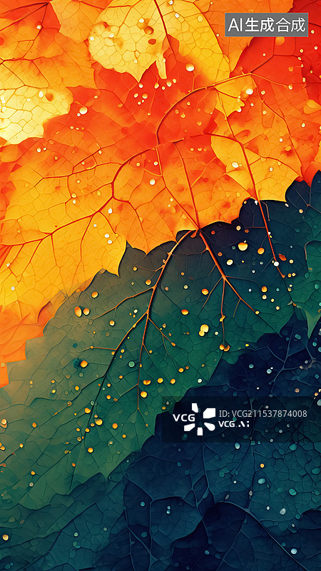 【AI数字艺术】彩色树叶纹理背景图图片素材