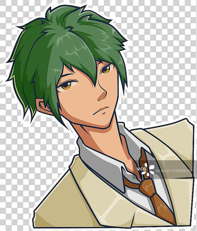 酷炫的绿色头发男孩角色图片素材