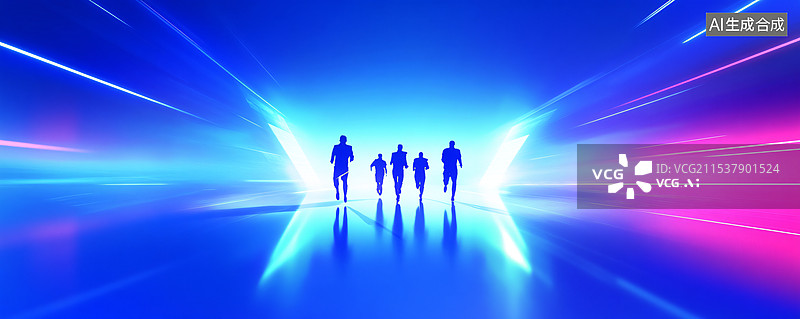 【AI数字艺术】奔向自由，奔向未来，奔跑的背影图片素材