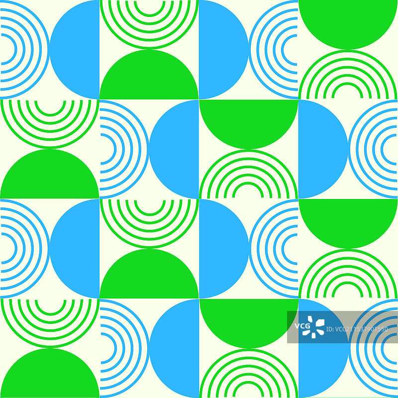半圆和几何线条的无缝图案图片素材
