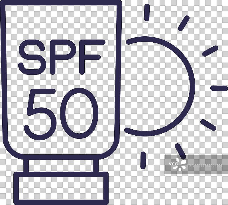 SPF 50防晒霜线条图标 UV保护图片素材