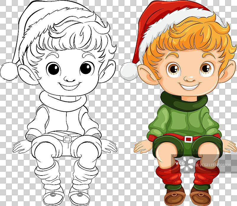 精灵的彩色和线条艺术图片素材