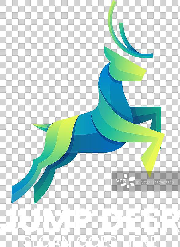 彩色渐变风格的鹿标志图片素材