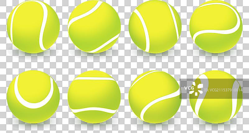 一组孤立在白色背景上的真实网球图片素材