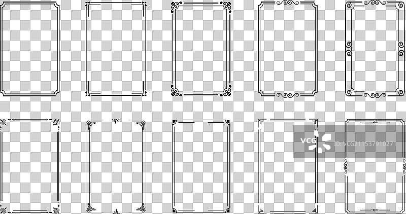 复古装饰框架套装在白色背景上图片素材