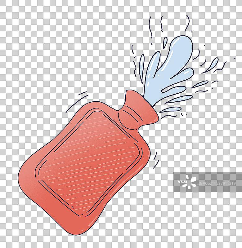 热水袋漏水喷水图片素材