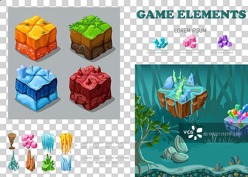 等距游戏场景信息图概念图片素材