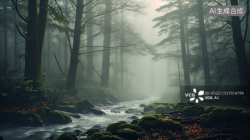 【AI数字艺术】山谷雨林背景图图片素材