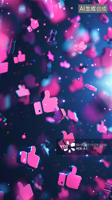 【AI数字艺术】紫色点赞图标大拇哥插图图片素材