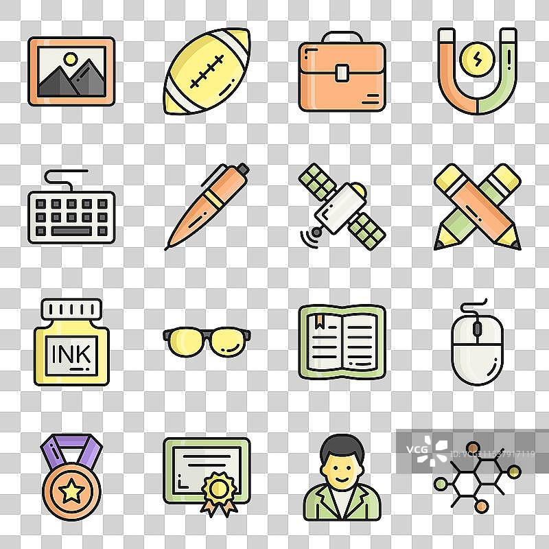 平面设计的教育图标集图片素材