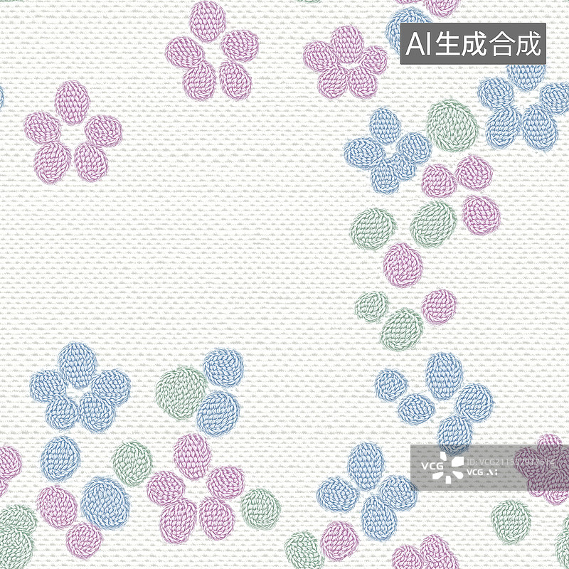 【AI数字艺术】白底刺绣清新淡雅连续无缝循环抽象扁平花朵图案图片素材