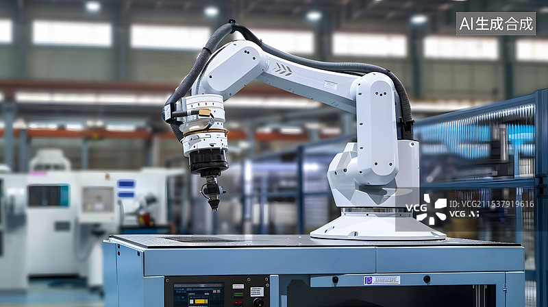 【AI数字艺术】物流园工厂内机械臂机器人图片素材