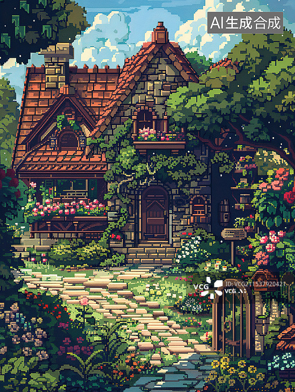 【AI数字艺术】森林像素风场景图片素材