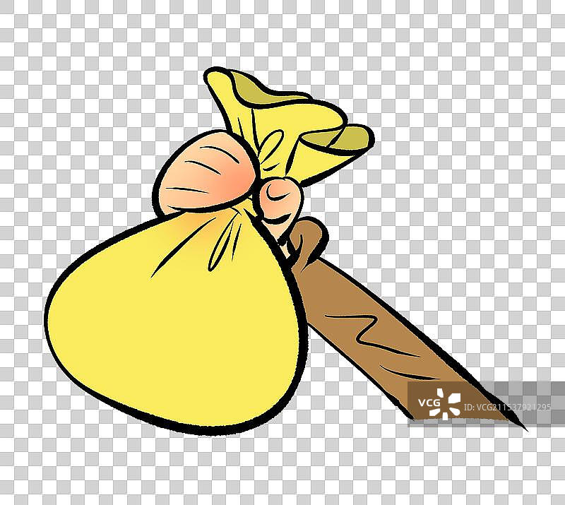 提着钱袋的手卡通漫画元素图片素材