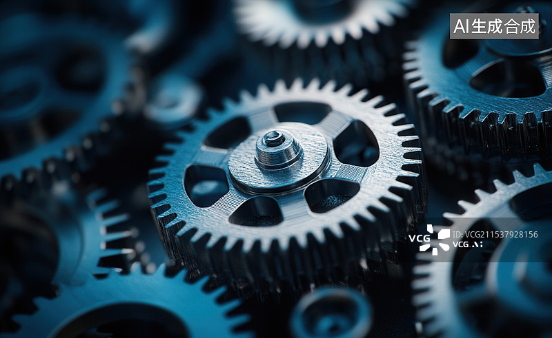 【AI数字艺术】金属机械齿轮工业背景图片素材