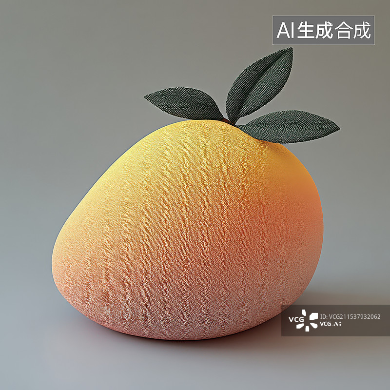 【AI数字艺术】毛绒可爱芒果桃子柠檬免扣元素图片素材