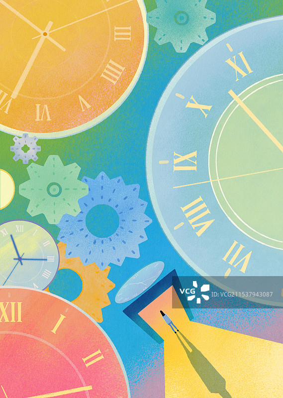 五彩的时间之门走进一个女孩图片素材