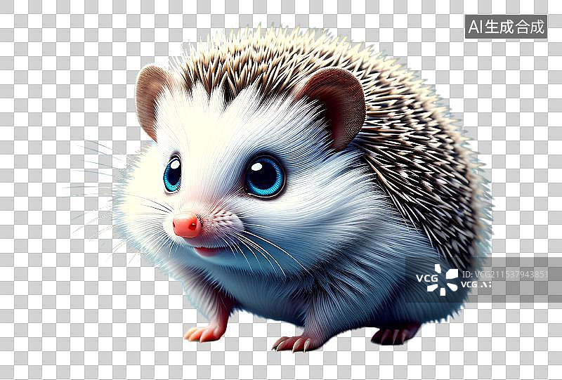 【AI数字艺术】3D渲染卡通动物，可爱的小刺猬，刺猬，萌系，治愈系，免抠元素图片素材