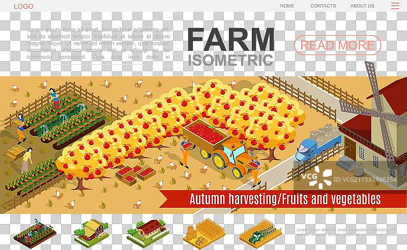 等距农场网站模板图片素材