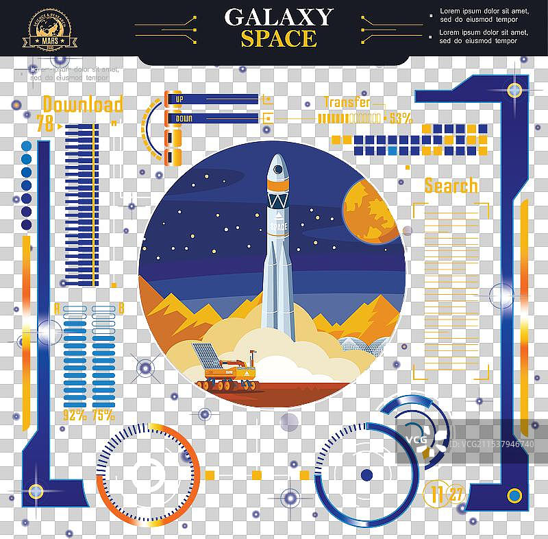 扁平化未来主义太空界面模板图片素材