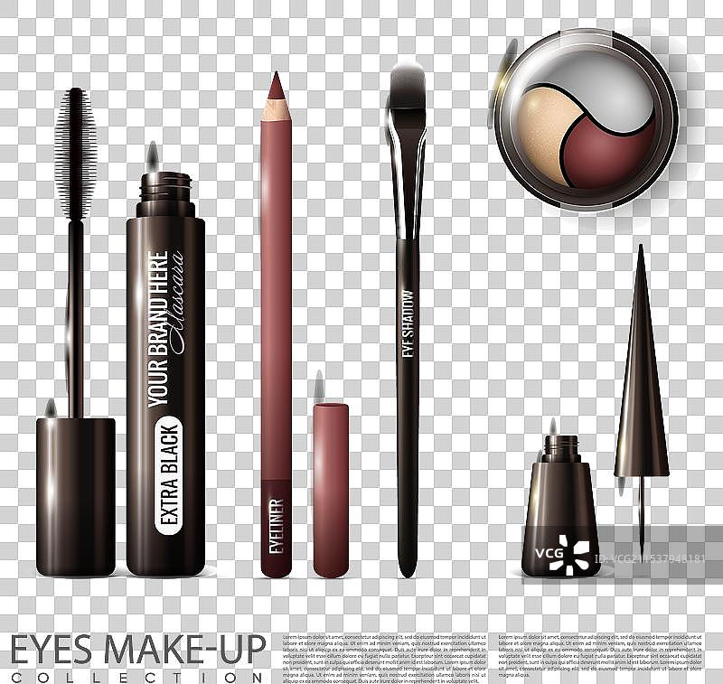 逼真的专业化妆工具套装图片素材