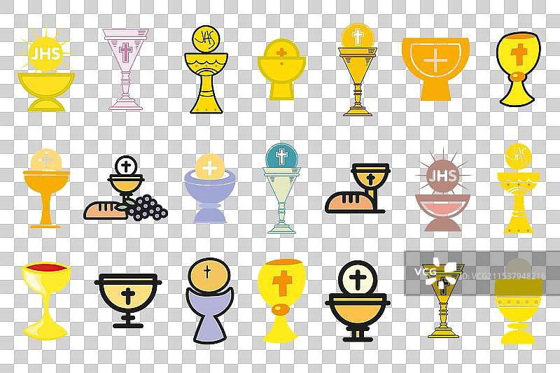 圣杯和酒杯图标集图片素材